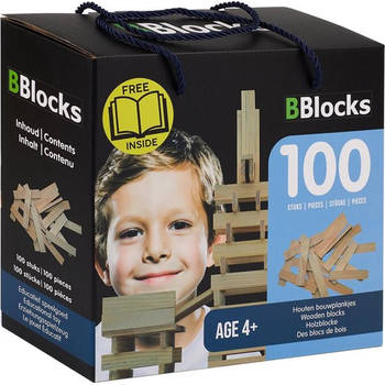 BBlocks Bouwplankjes - 100 Plankjes - Naturel Hout