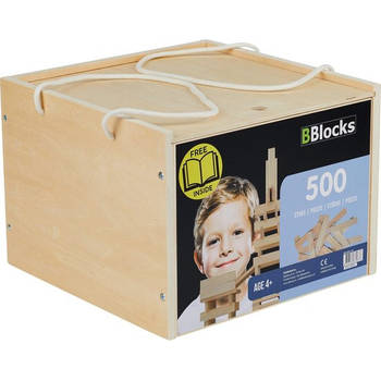 BBlocks Bouwplankjes - Blank - 500 Plankjes in Houten Kist