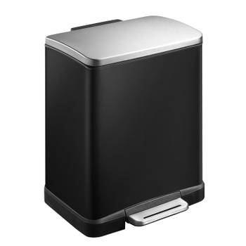 EKO - E-Cube pedaalemmer 12 ltr, EKO - Stainless steel Plastic - zwart glanzend, mat RVS