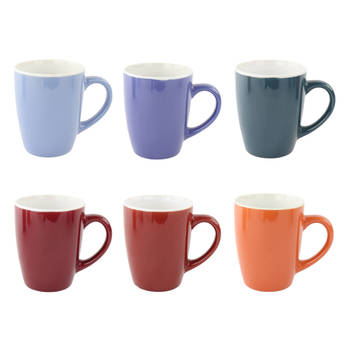 OTIX Koffiekopjes - Koffiemok - Koffietassen - 6 stuks - Diverse kleuren - Pastel - 300 ml - Aardewerk BLOSSOM