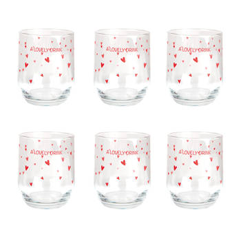 HAES DECO - Set van 6 Waterglazen - Ø 8x9 cm / 300 ml - Glas - Frosty and Sweet