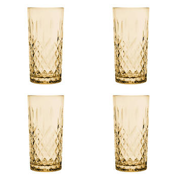 HAES DECO - Waterglas, Drinkglas set van 4 glazen - inhoud glas 280 ml / Ø 7x15 cm