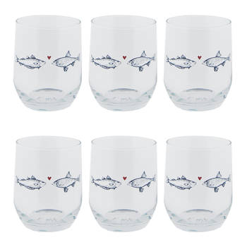 HAES DECO - Waterglas, Drinkglas set van 6 glazen - inhoud glas 300 ml / Ø 7x9 cm