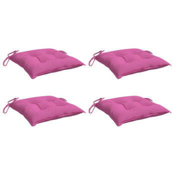 vidaXL Stoelkussens 4 st 40x40x7 cm stof roze