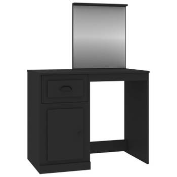 vidaXL Kaptafel met spiegel 90x50x132,5 cm bewerkt hout zwart