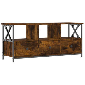 vidaXL Tv-meubel 102x33x45 cm bewerkt hout en ijzer gerookt eikenkleur