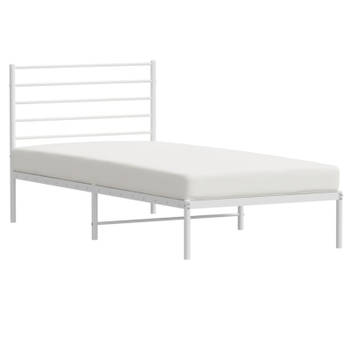 vidaXL Bedframe met hoofdbord metaal wit 100x190 cm