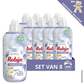 Robijn - Vloeibare Wasverzachter - Puur & Zacht - Met Verfrissende Bloemengeur - 8 x50 Wasbeurten - Voordeelverpakking