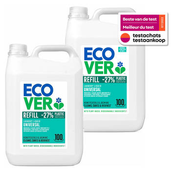 Ecover Wasmiddel Voordeelpak Universeel 2 x 5L 200 Wasbeurten Kamperfoelie & Jasmijn Ecologisch