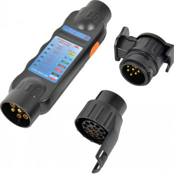 Carpoint stekkertester met 2 -adapters 7/13-polig 12 Volt zwart