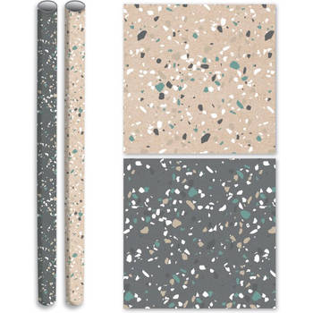 Terrazzo - cadeaupapier inpakpapier - 2 meter x 70 cm - 4 Rollen