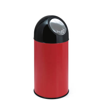 V-part - Afvalbak met pushdeksel 40 ltr - Steel Plastic - rood, zwart