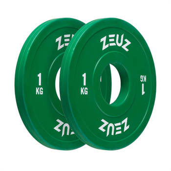 ZEUZ® Halterschijf 2 Stuks 1 KG – 2 KG Gewichten Set – voor 50 mm Halter – Crossfit & Fitness - Metaal & Rubber