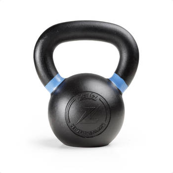 ZEUZ® Kettlebell 12 KG – Fitness, Crossfit Sport Set – Gewichten - Conditie & Krachttraining – Gietijzer – Blauw