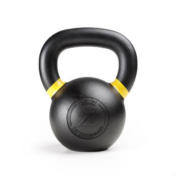 ZEUZ® Kettlebell 16 KG – Fitness, Crossfit Sport Set – Gewichten - Conditie & Krachttraining – Gietijzer – Geel