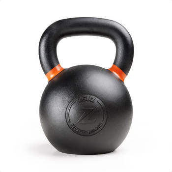 ZEUZ® Kettlebell 28 KG – Fitness, Crossfit Sport Set – Gewichten - Conditie & Krachttraining – Gietijzer – Oranje