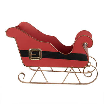 Clayre & Eef Decoratie Slee 45x21x28 cm Rood Metaal Kerstdecoratie Rood Kerstdecoratie