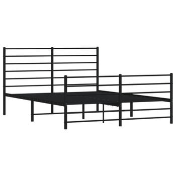 vidaXL Bedframe met hoofd- en voeteneinde metaal zwart 135x190 cm