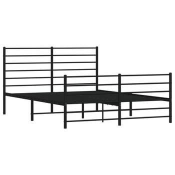 vidaXL Bedframe met hoofd- en voeteneinde metaal zwart 140x190 cm