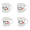 HAES DECO - Set van 4 Theeglazen / Koffieglazen - 11x8x9 cm / 200 ml - Glas - Red Lips