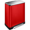 EKO - E-Cube recycling pedaalemmer 28+18 ltr, EKO - Stainless steel Plastic - rood, mat RVS