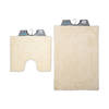 Wicotex-Badmat set met Toiletmat-WC mat-met uitsparing beige uni-Antislip onderkant