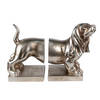 Clayre & Eef Boekensteunen Set van 2 Hond Teckel 36x12x19 cm Zilverkleurig Kunststof Boekenhouders Zilverkleurig
