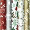 Kerstmis cadeaupapier - assortiment inpakpapier voor Kerst K724 - 2 meter x 70 cm - 5 rollen