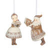 Clayre & Eef Kersthanger set van 2 Paar 13 cm Bruin Polyresin Kerstdecoratie Bruin Kerstdecoratie