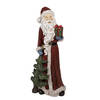 Clayre & Eef Beeld Kerstman 45x33x104 cm Rood Polyresin Kerstdecoratie Rood Kerstdecoratie