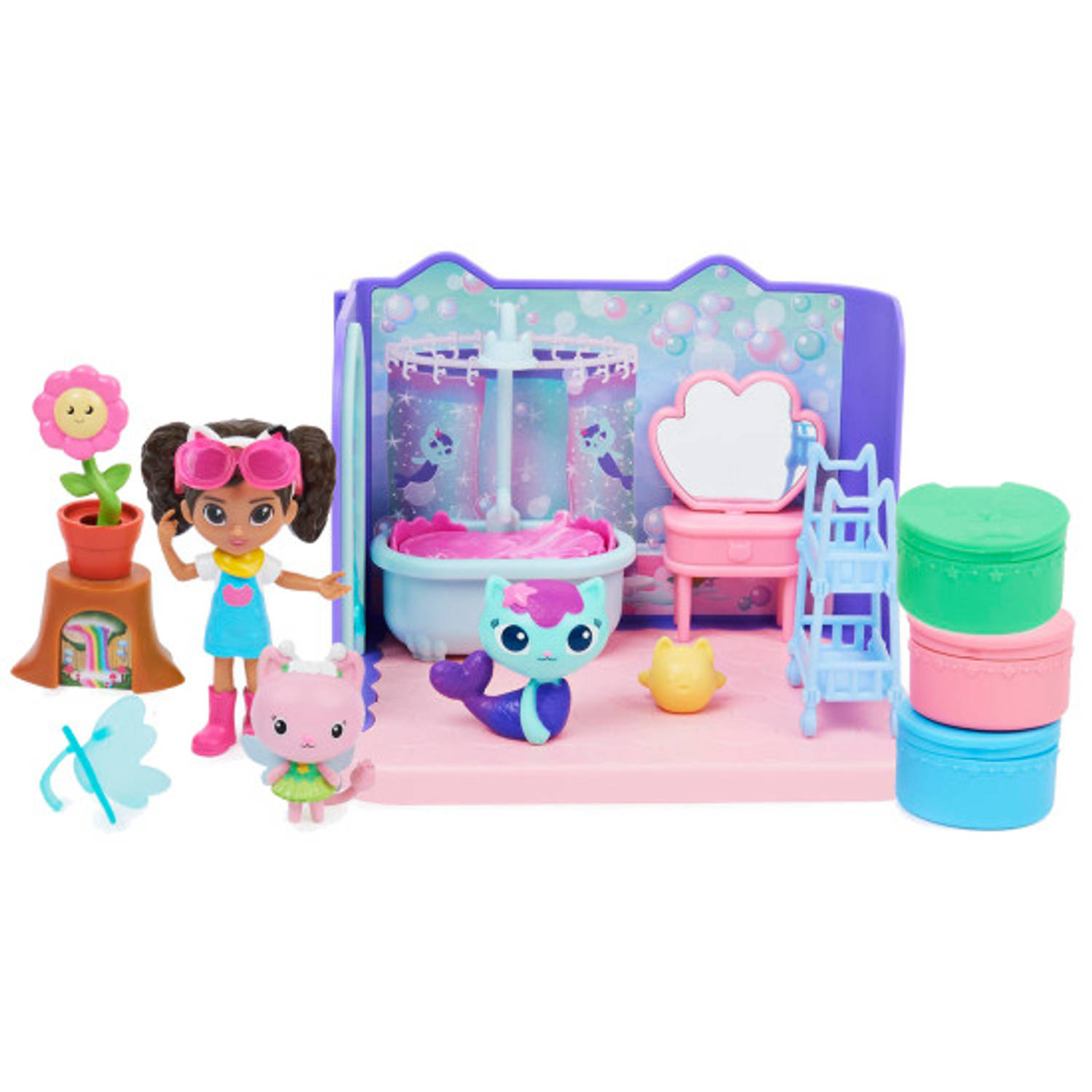 Gabby&apos;s Dollhouse - Gabby&apos;s Flower Garden + Mercat&apos;s Bathroom - Speelset - Voordeelpakket