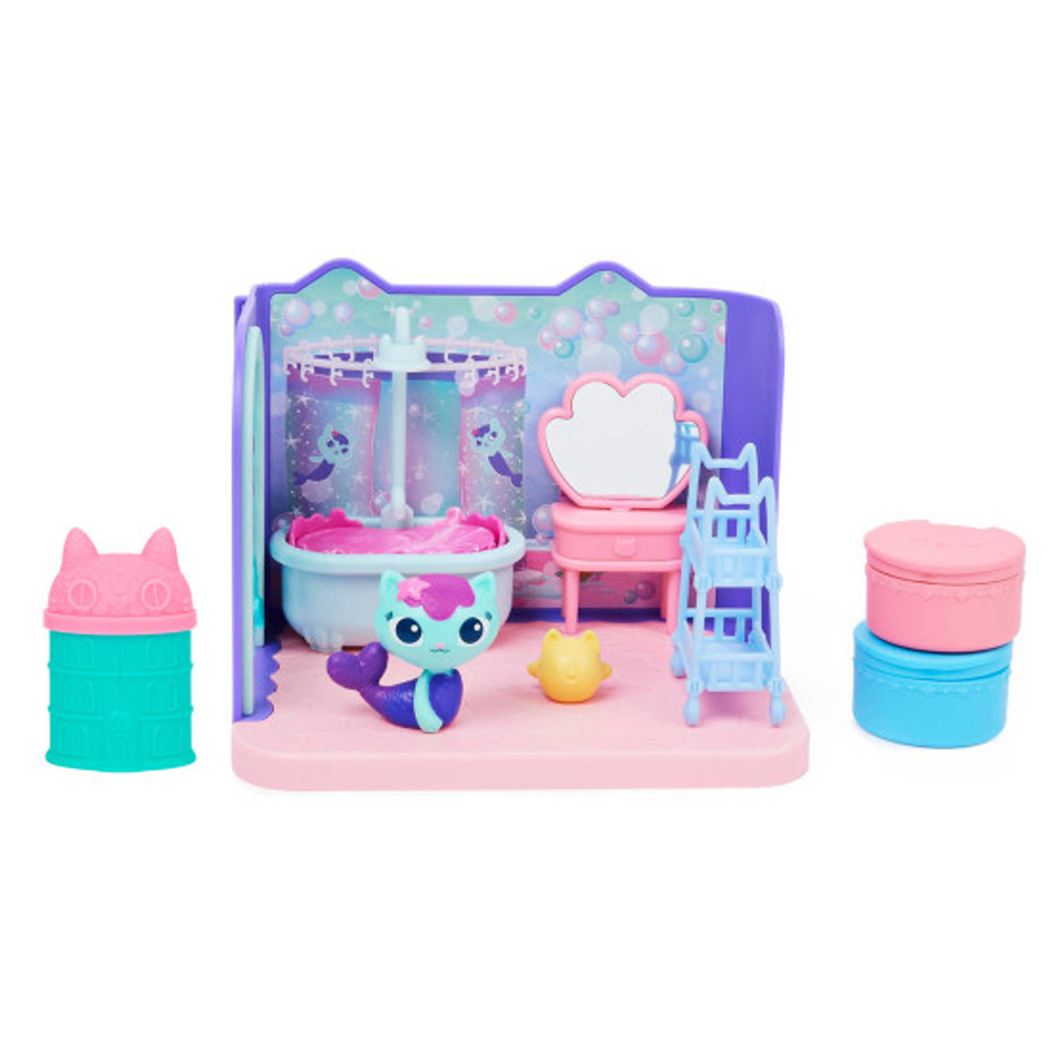 Gabby&apos;s Dollhouse - Mercat&apos;s Bathroom + Surpise figuur - Speelset en Minipop - Voordeelpakket