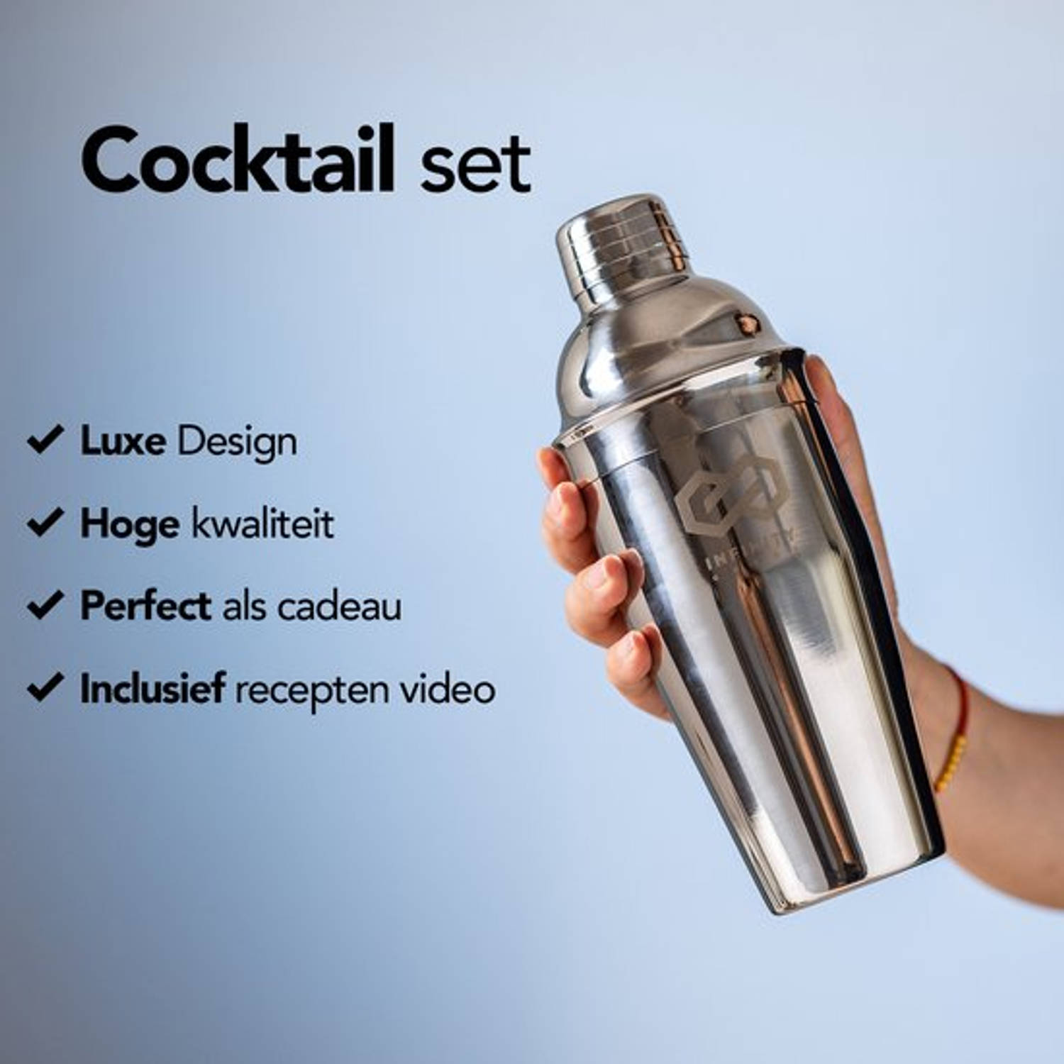 Infinity Goods Cocktailset - Delige RVS Cocktail Shaker Set - Luxe Cadeauverpakking - Inclusief Recepten - RVS | Blokker