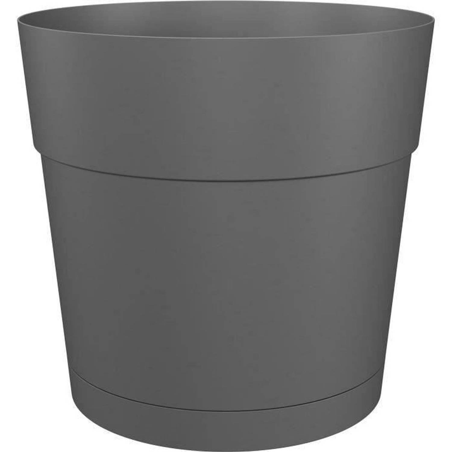 Bloempot en ronde capri rond - Plastic - Watertank - 35 cm diameter - Anthraciet - Artevasi