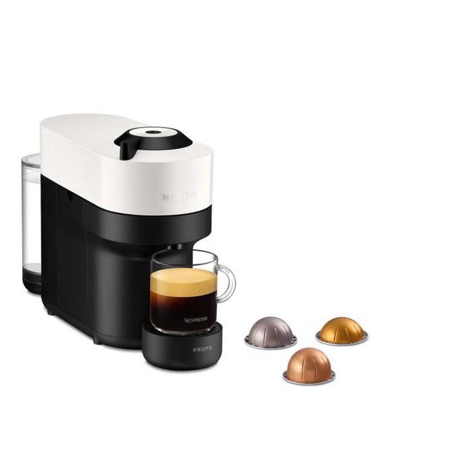 Krups Nespresso YY4889fd Virtue White Pop Coffee Capsules, Compact Coffee Maker, 4 Cup Maten, Espres