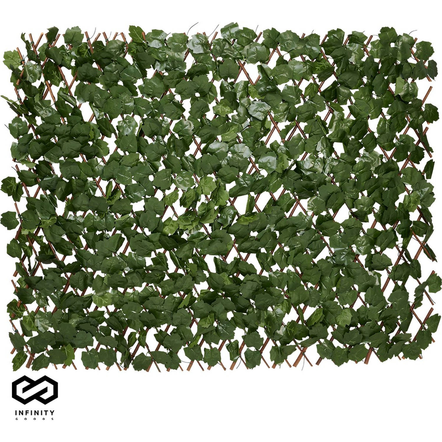 Infinity Goods Kunsthaag - Uitschuifbaar - 180 x 90 cm - Kunstklimop - Kunstplanten Voor Buiten En Binnen - Namaak Plant