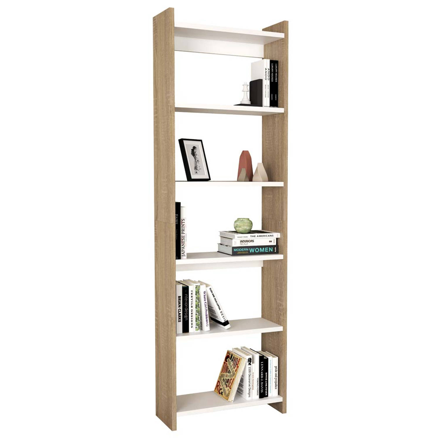 VCM Houten Room Divider Stand Boekenkast Decoratieve Boeken Standplank Tilus XL Houten Room Divider Stand Boekenkast Decoratieve Boeken Standplank Tilus XL