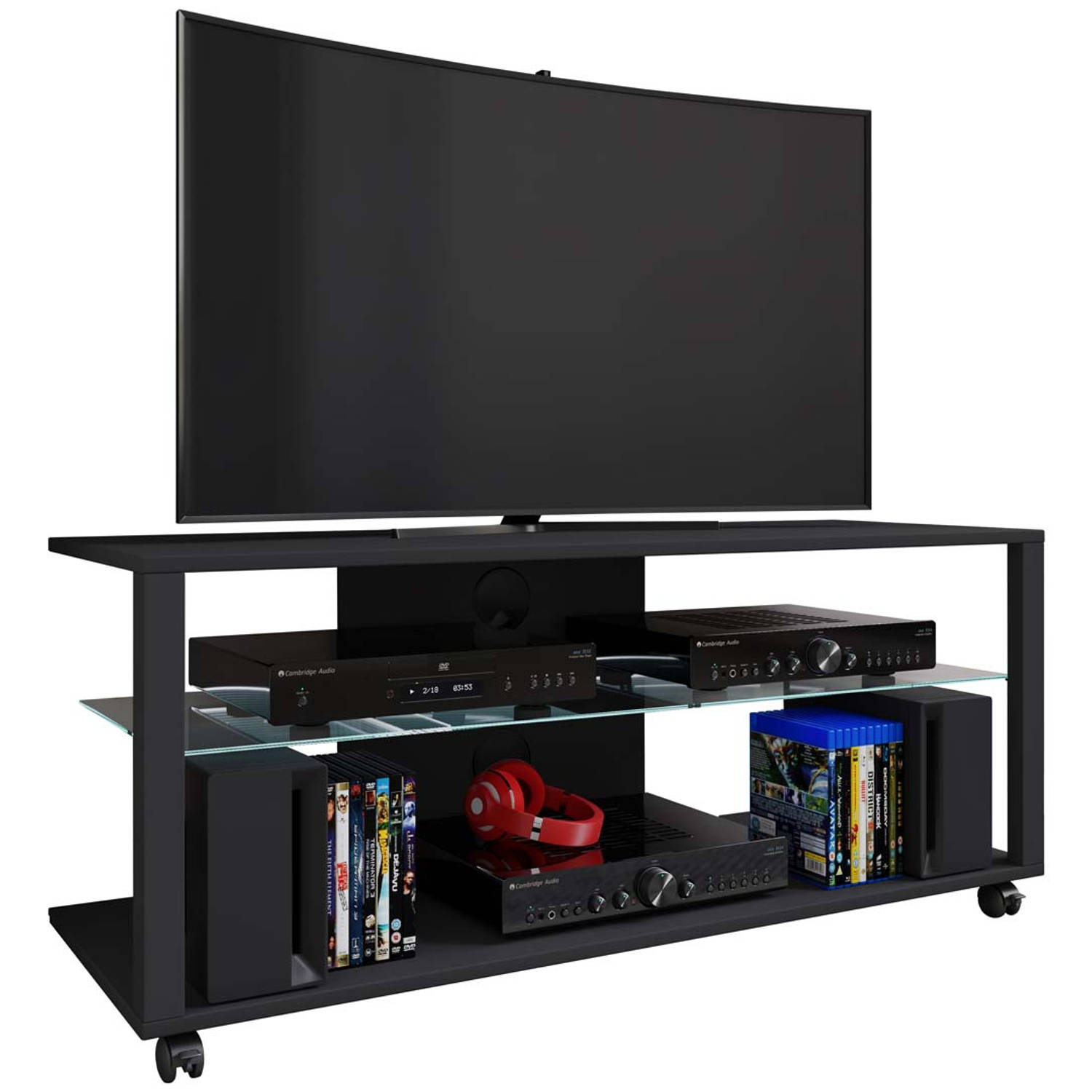 FolasXLR TV-meubel 2 planken zwart.