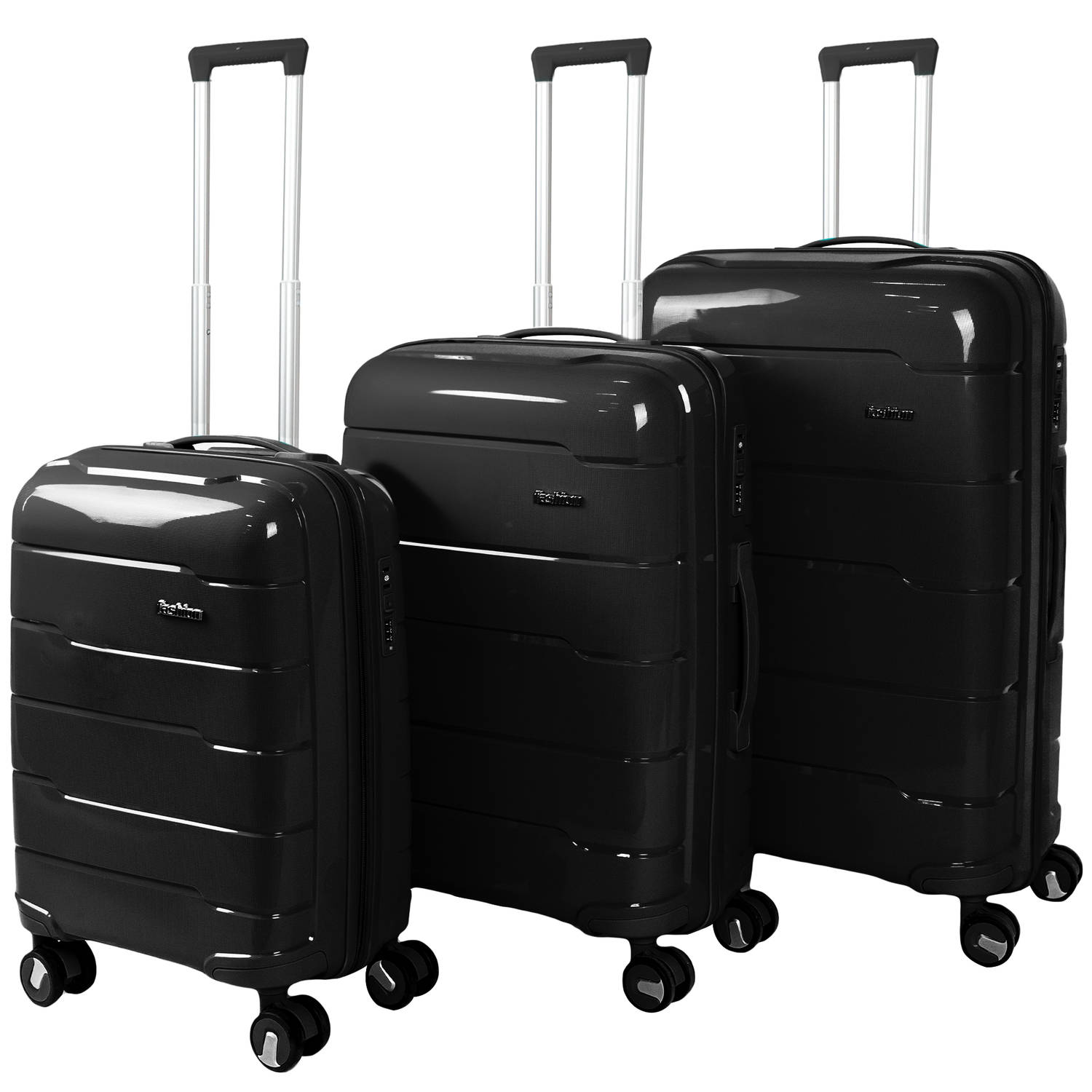 Kofferset - Trolleyset 3-delig - handbagage en groot - Zwart