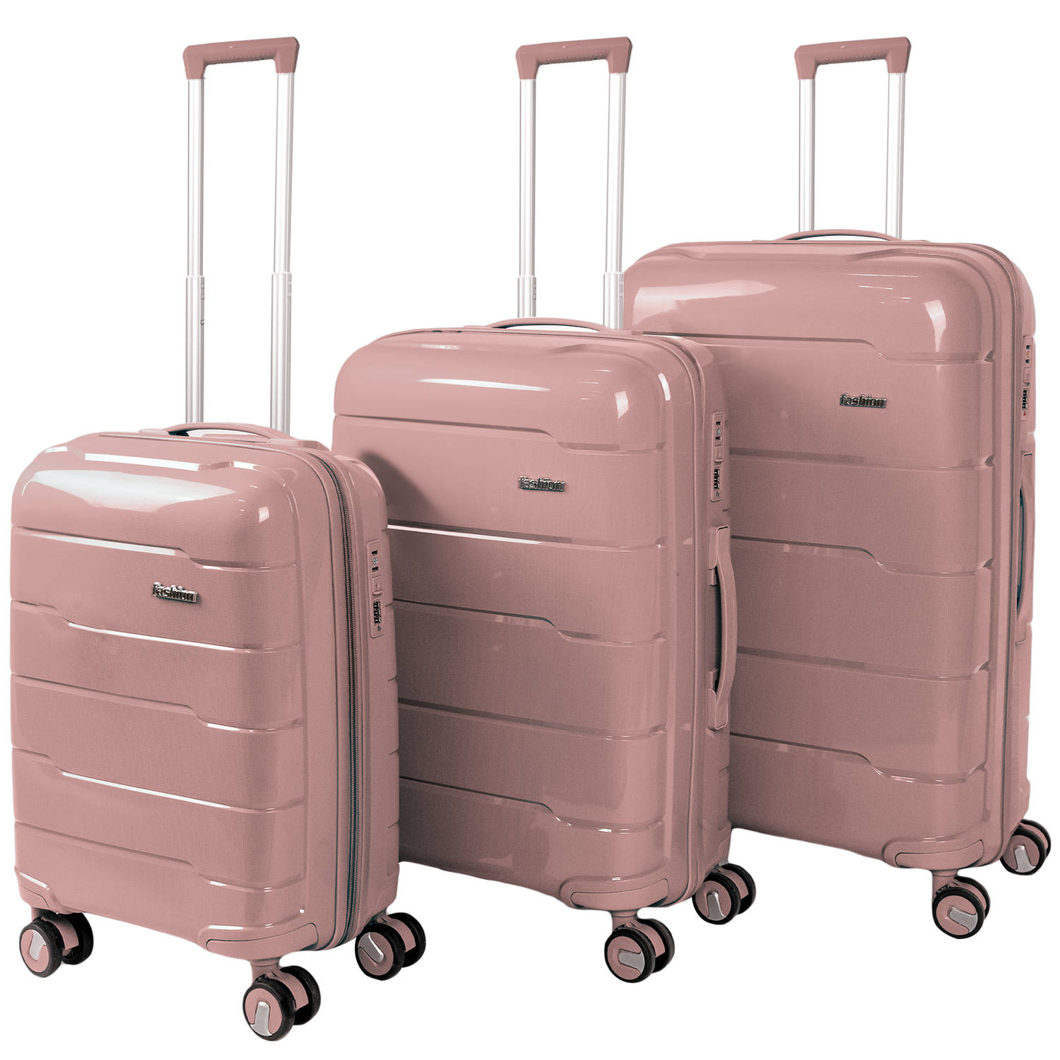 Kofferset - Trolleyset 3-delig - handbagage en groot - Roze