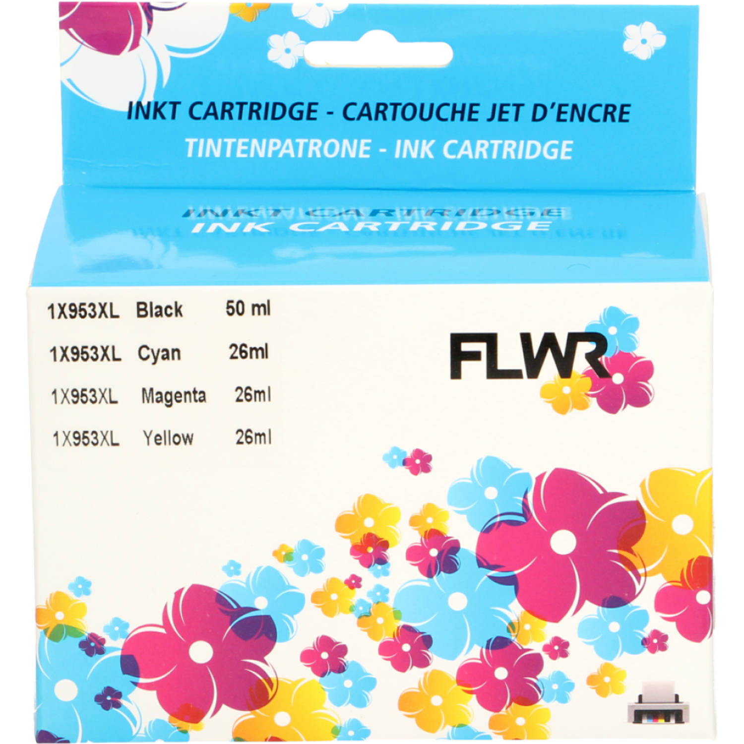 FLWR- Inktcartridge / 953XL / Multipack / Zwart en Kleur- Geschikt voor HP