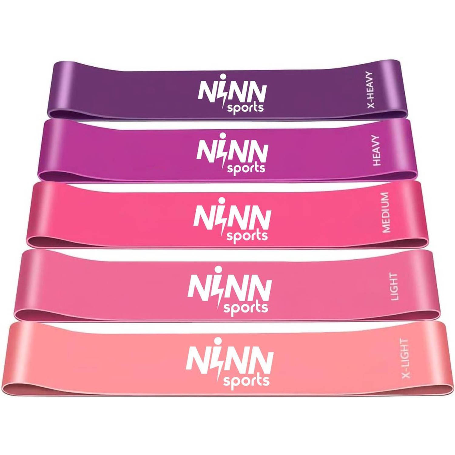 NINN Sports Weerstandsbanden van hoge kwaliteit Paars Set van 5 Fitness elastiek -