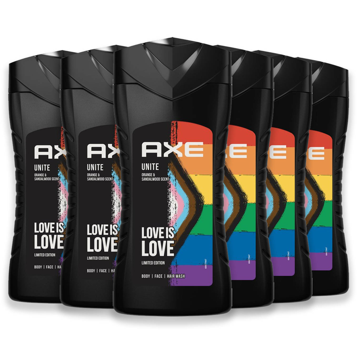 Axe 3-in-1 Douchegel, Facewash & Shampoo Unite 4 x 250 ml + 2 gratis Voordeelverpakking