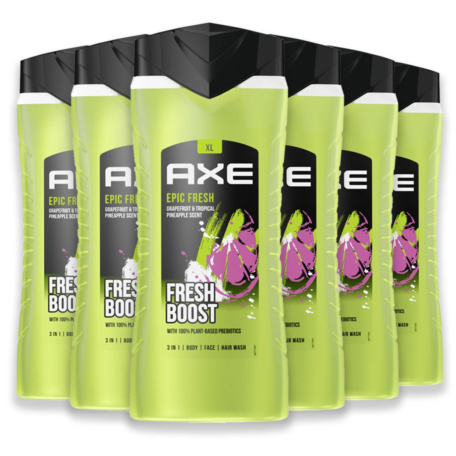 Axe 3-in-1 Douchegel, Facewash & Shampoo Epic Fresh 400 ml 5+1 Voordeelverpakking