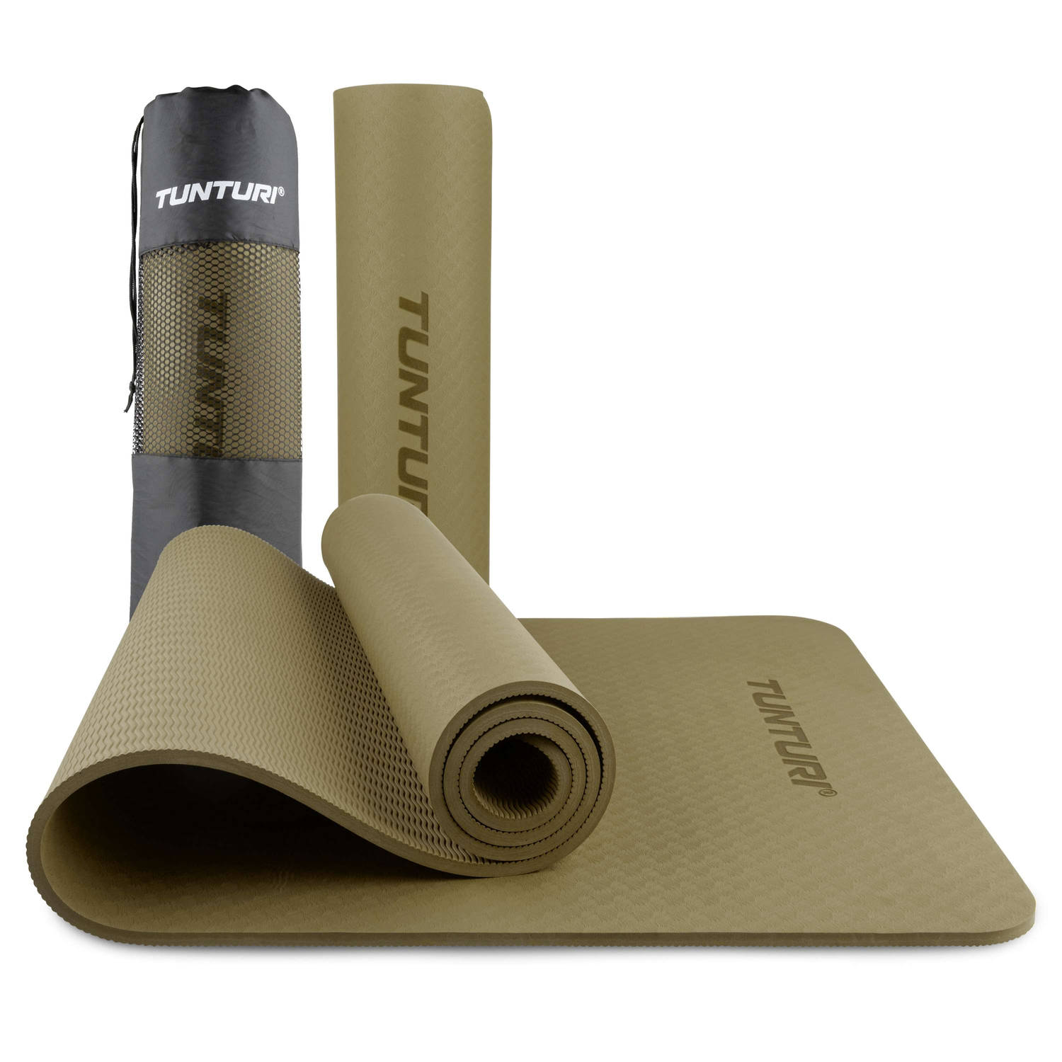 Tunturi Yogamat 8mm Yogamat Extra dikke sportmat 180x60x0,8 cm Incl Draagtas Anti Slip en Eco Groen