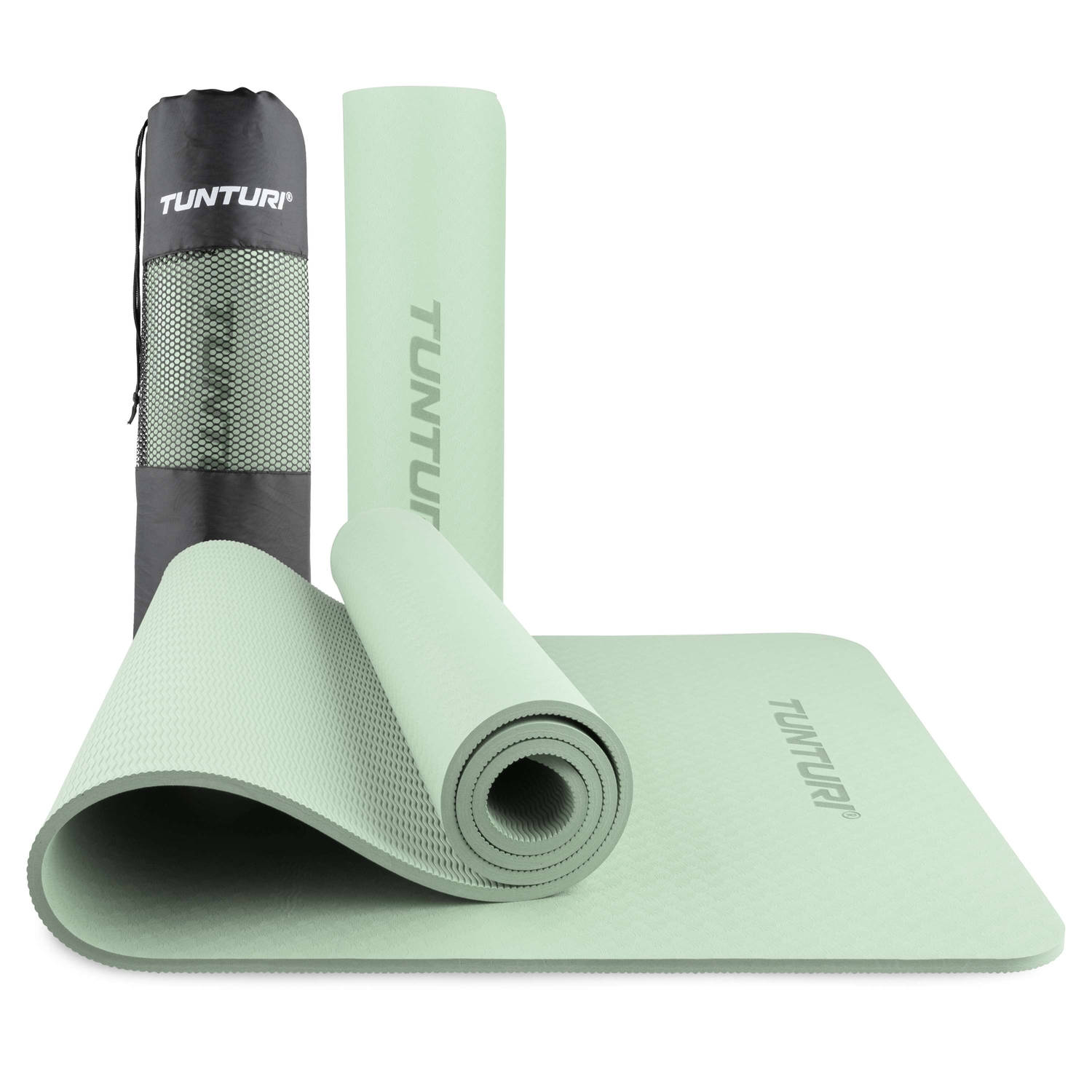 Tunturi Yoga Mat 8mm - Pilates mat - Extra dikke fitness - 183x61x0,8 cm - Incl Draagtas - Anti en Eco Mint | Blokker