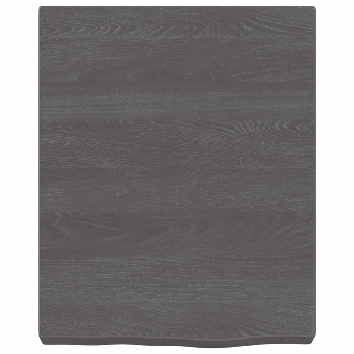 The Living Store Wandschap 40x50x6 cm behandeld massief eikenhout donkergrijs - Wandsteun