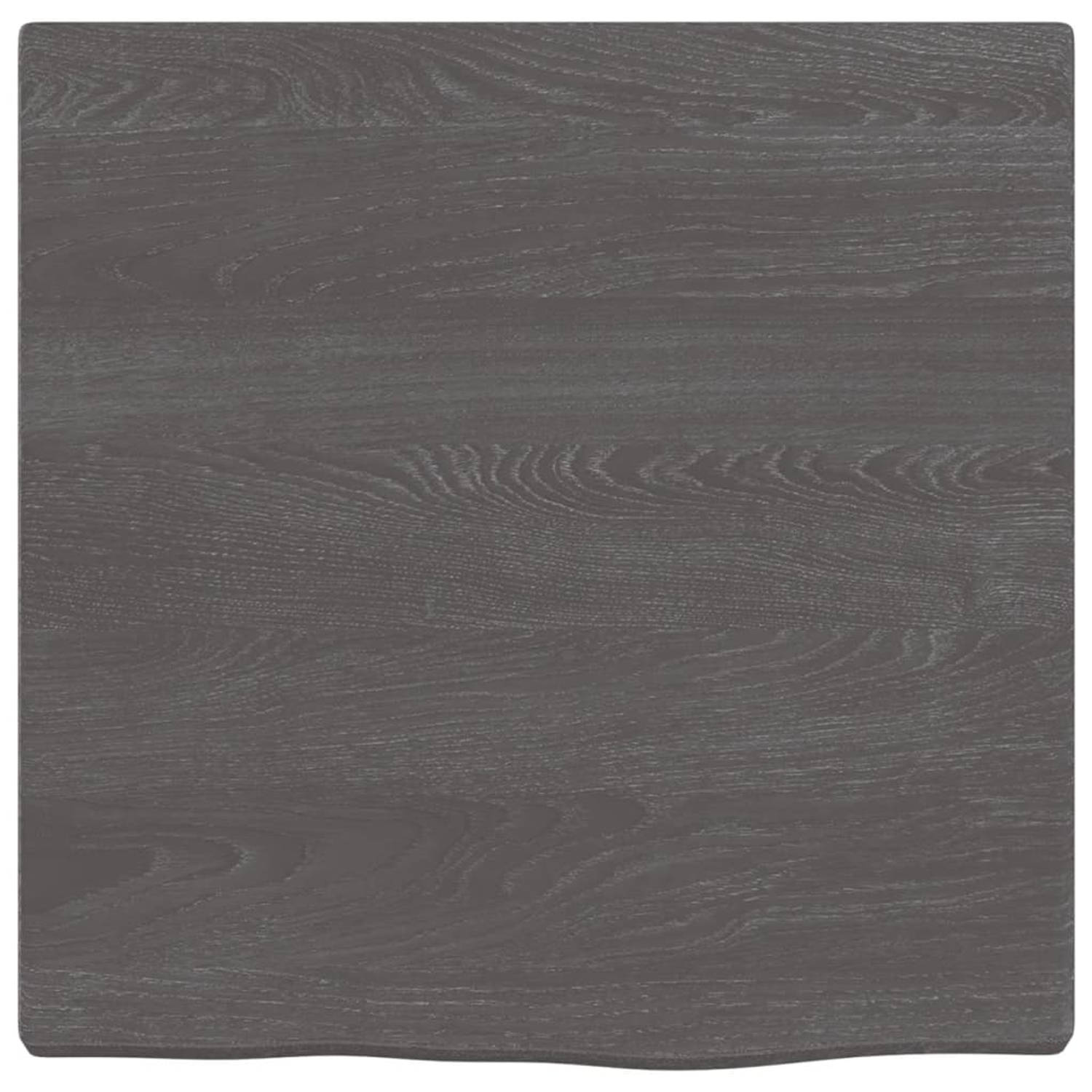 The Living Store Wandschap 40x40x2 cm behandeld massief eikenhout donkergrijs - Wandsteun