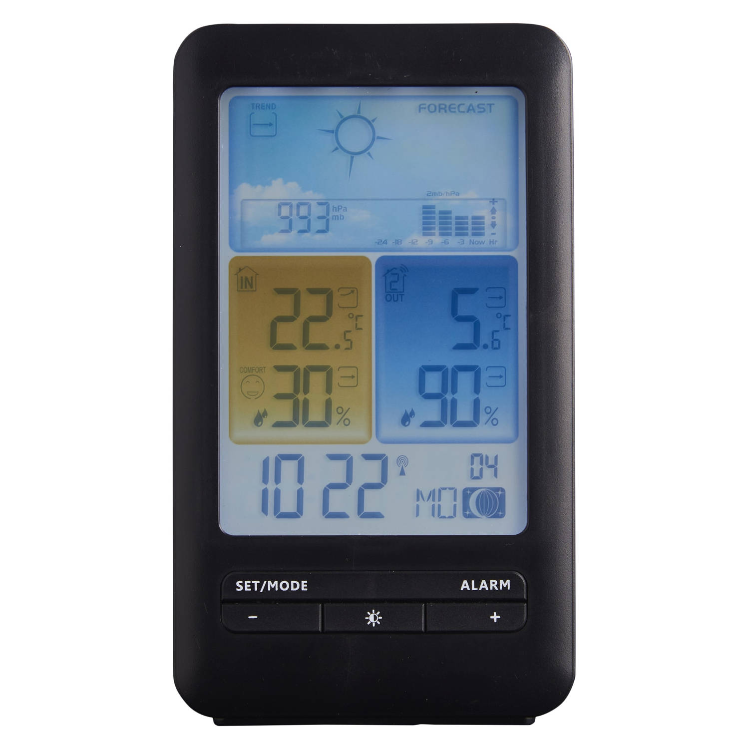 Day - digitaal weerstation - draadloos - ook met adapter - luchtvochtigheidmeter - thermometer - met alarm