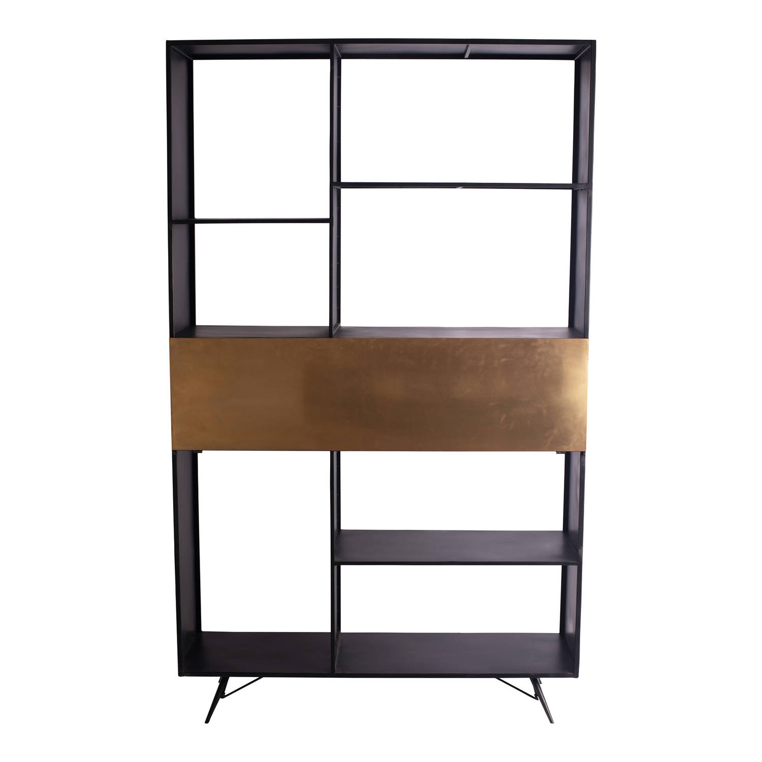 PTMD Sofie Metal Black open cabinet golden door